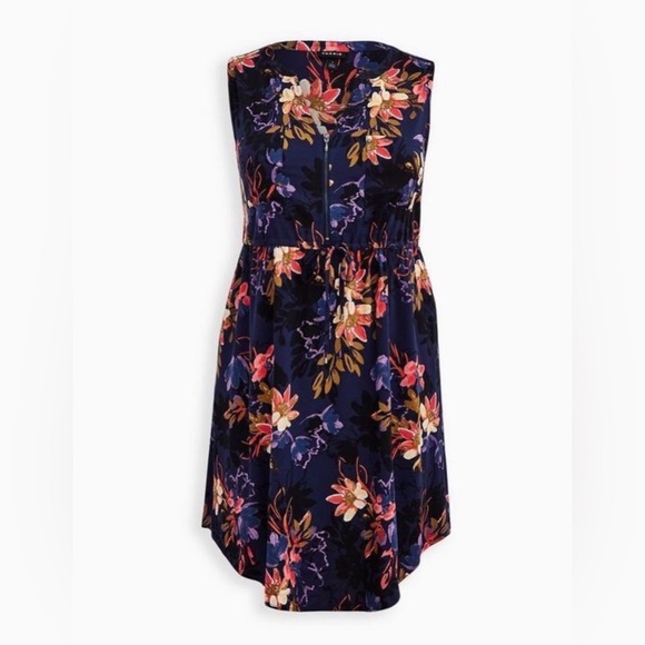 🆕NWT Torrid women’s blue floral Mini Zip-Front sleeveless Shirt Dress Plus SZ 3X - Picture 6 of 6